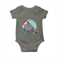 Snowy Seal Ice Hockey Lover Baby Onesie Funny Christmas Gift - Wonder Print Shop