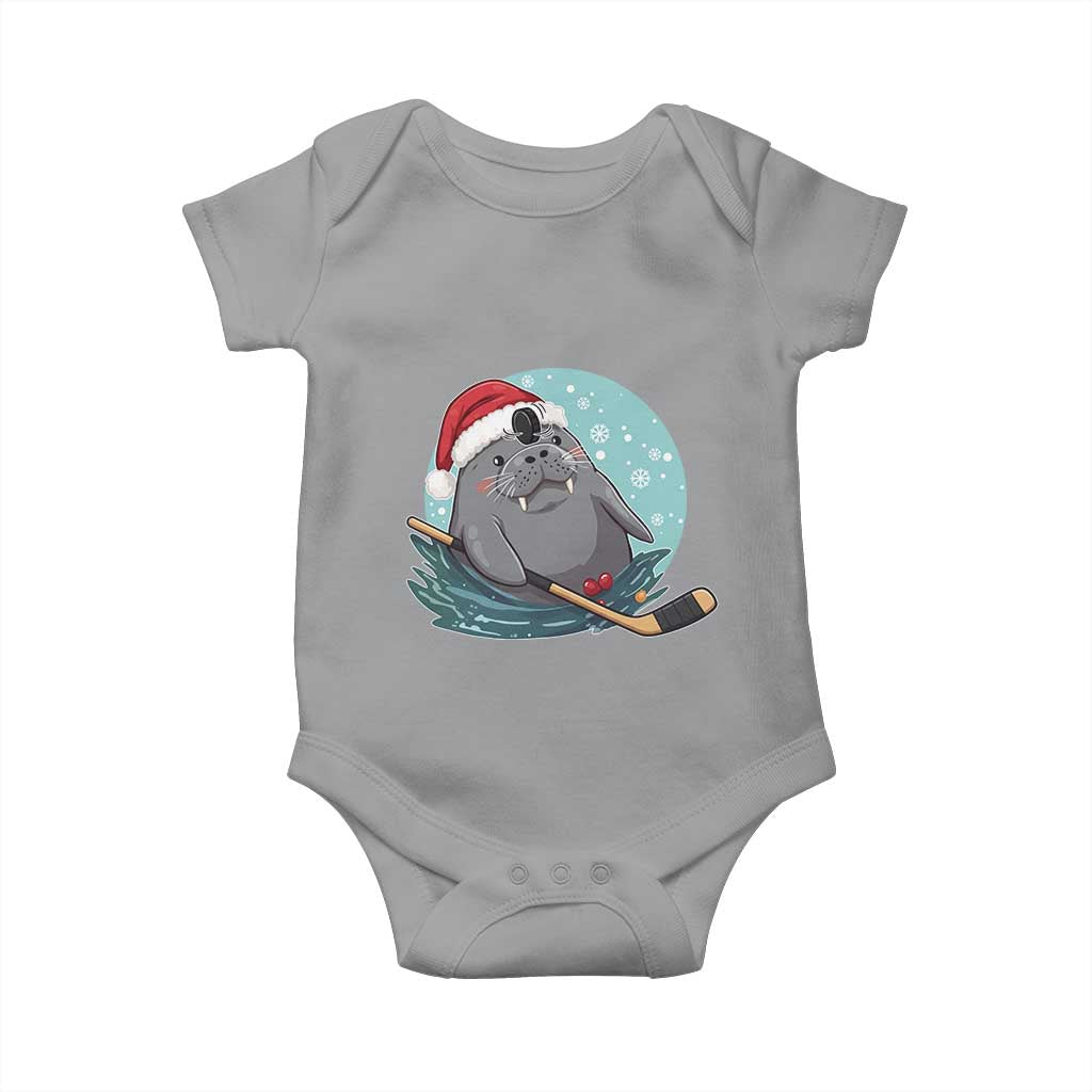 Snowy Seal Ice Hockey Lover Baby Onesie Funny Christmas Gift - Wonder Print Shop