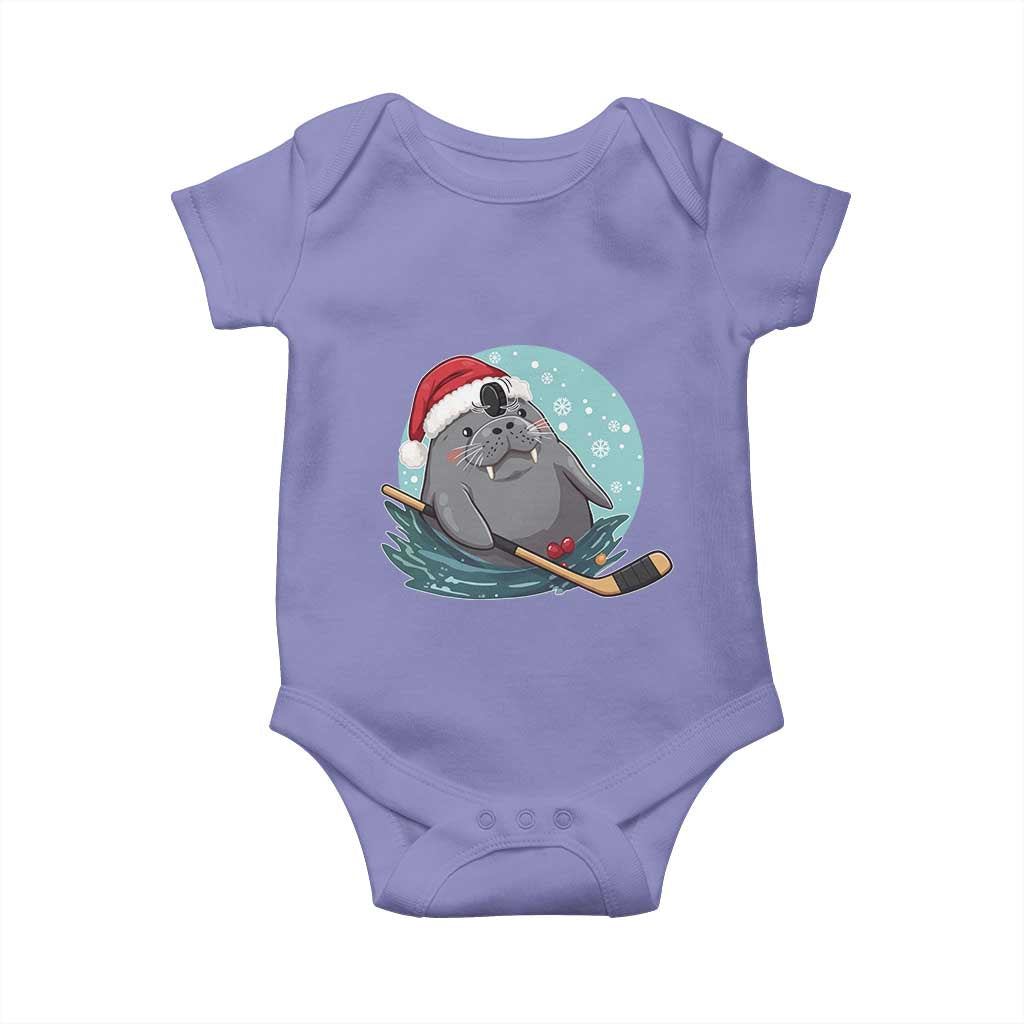 Snowy Seal Ice Hockey Lover Baby Onesie Funny Christmas Gift - Wonder Print Shop