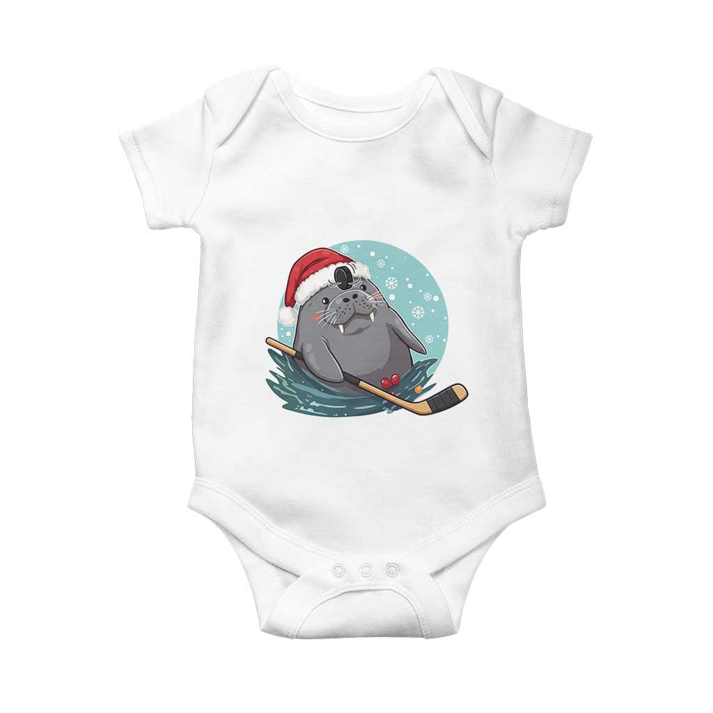 Snowy Seal Ice Hockey Lover Baby Onesie Funny Christmas Gift - Wonder Print Shop