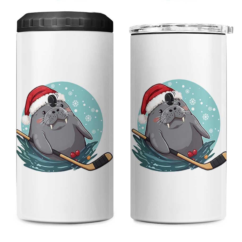 Snowy Seal Ice Hockey Lover 4 in 1 Can Cooler Tumbler Funny Christmas Gift - Wonder Print Shop