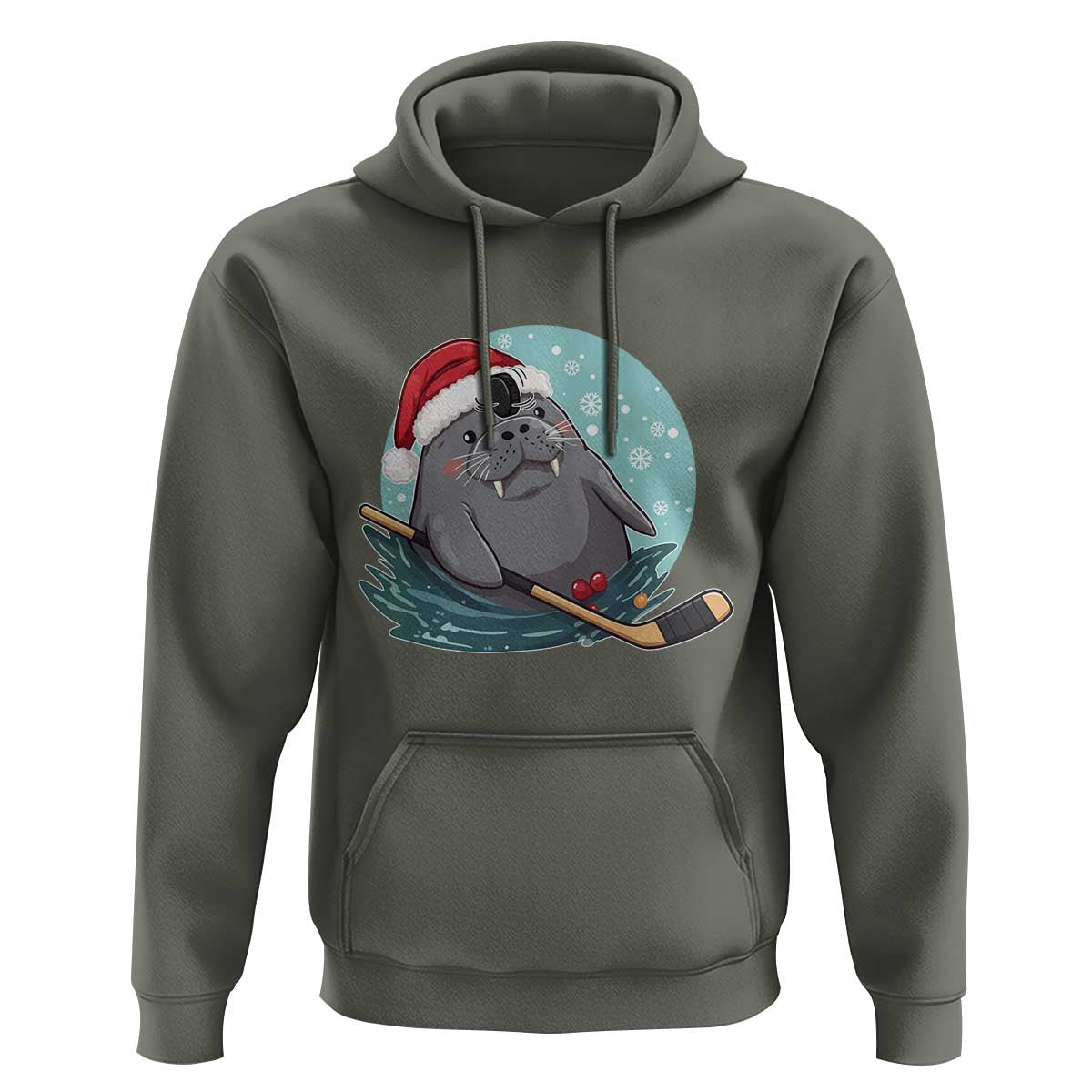 Snowy Seal Ice Hockey Lover Hoodie Funny Christmas Gift - Wonder Print Shop