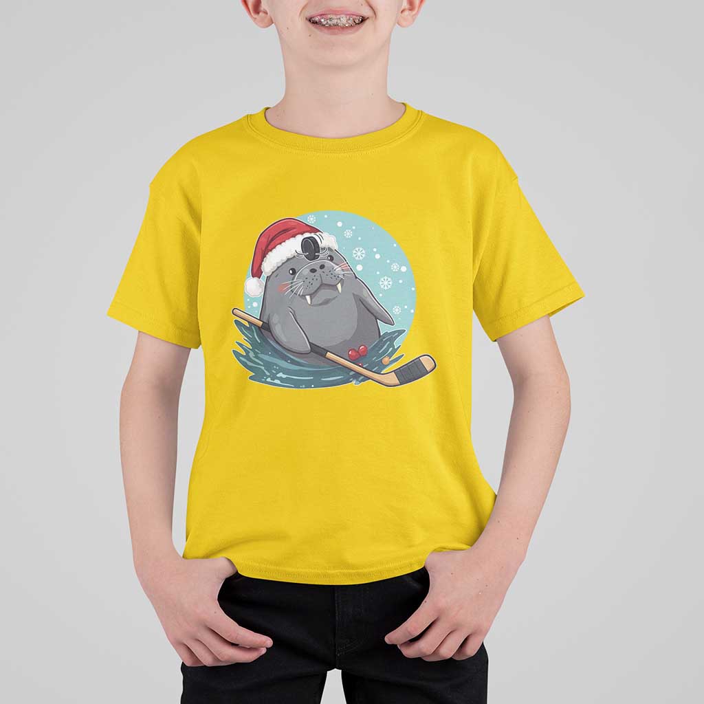 Snowy Seal Ice Hockey Lover T Shirt For Kid Funny Christmas Gift - Wonder Print Shop