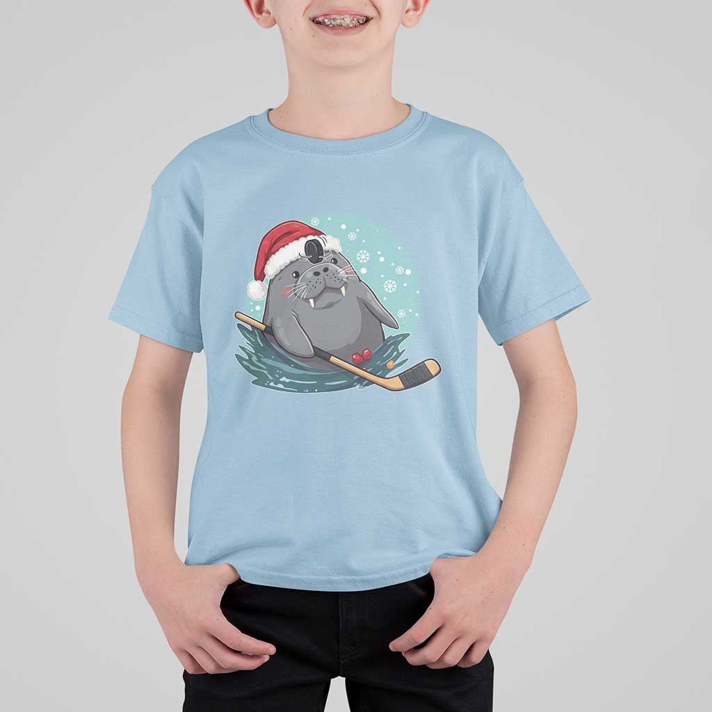 Snowy Seal Ice Hockey Lover T Shirt For Kid Funny Christmas Gift - Wonder Print Shop