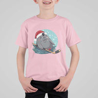 Snowy Seal Ice Hockey Lover T Shirt For Kid Funny Christmas Gift - Wonder Print Shop