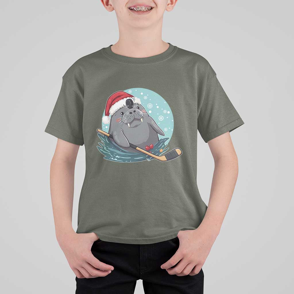 Snowy Seal Ice Hockey Lover T Shirt For Kid Funny Christmas Gift - Wonder Print Shop