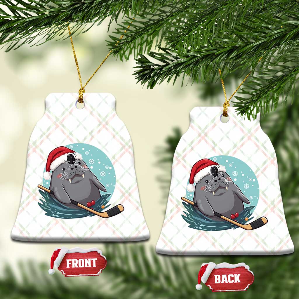 Snowy Seal Ice Hockey Lover Ceramic Ornament Funny Christmas Gift - Wonder Print Shop