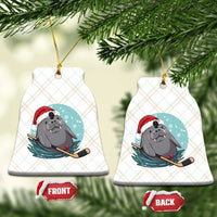 Snowy Seal Ice Hockey Lover Ceramic Ornament Funny Christmas Gift - Wonder Print Shop