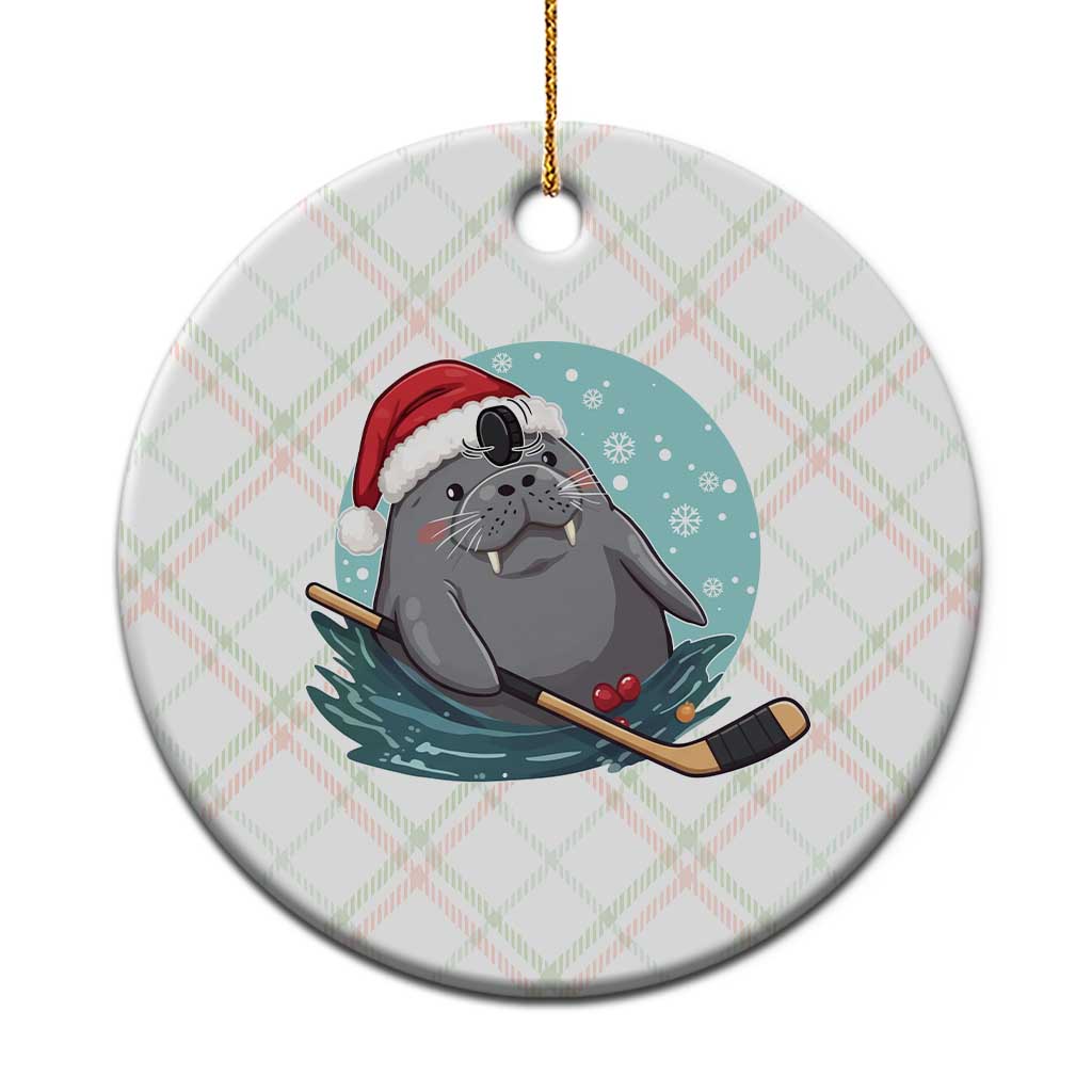 Snowy Seal Ice Hockey Lover Ceramic Ornament Funny Christmas Gift - Wonder Print Shop