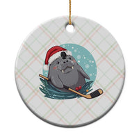 Snowy Seal Ice Hockey Lover Ceramic Ornament Funny Christmas Gift - Wonder Print Shop