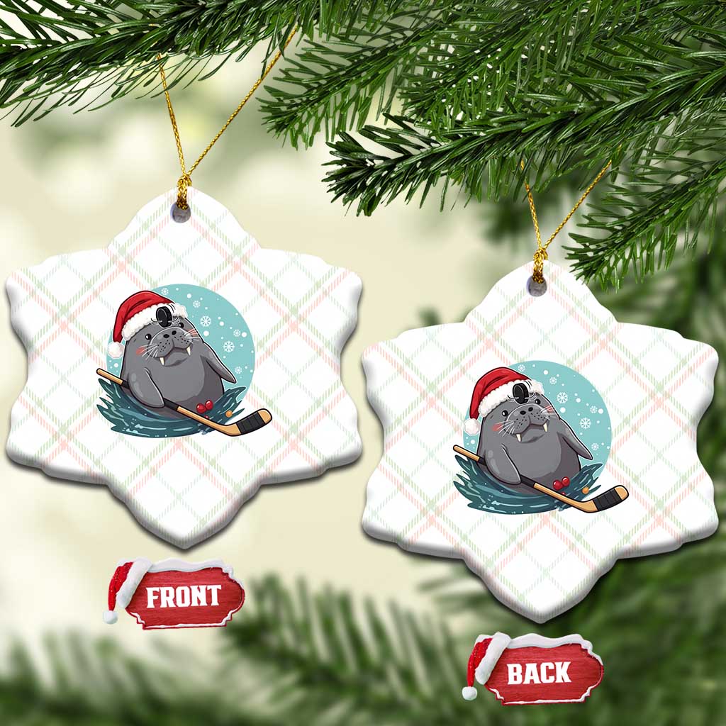 Snowy Seal Ice Hockey Lover Ceramic Ornament Funny Christmas Gift - Wonder Print Shop