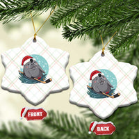 Snowy Seal Ice Hockey Lover Ceramic Ornament Funny Christmas Gift - Wonder Print Shop