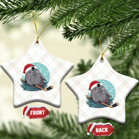 Snowy Seal Ice Hockey Lover Ceramic Ornament Funny Christmas Gift - Wonder Print Shop