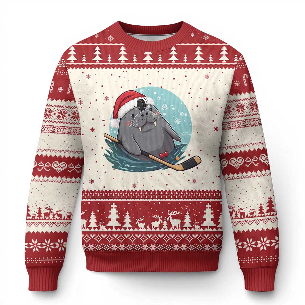 Snowy Seal Ice Hockey Lover Ugly Christmas Sweater Funny Xmas Gift - Wonder Print Shop
