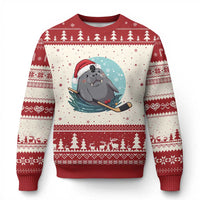 Snowy Seal Ice Hockey Lover Ugly Christmas Sweater Funny Xmas Gift - Wonder Print Shop