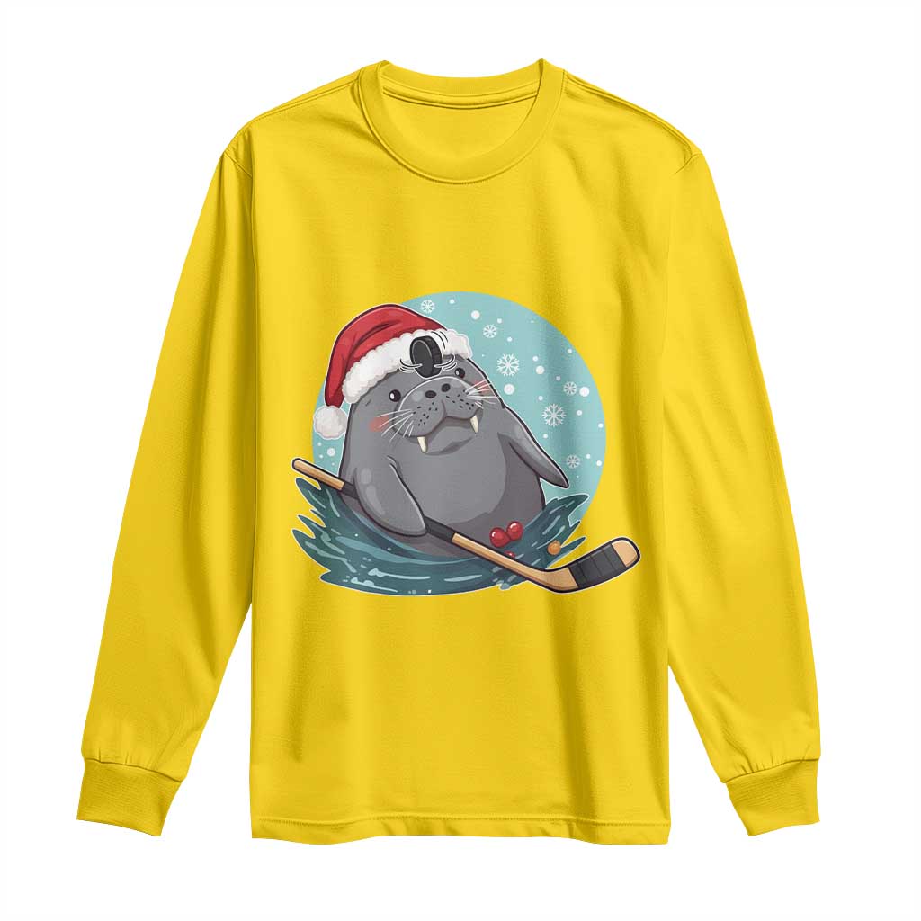 Snowy Seal Ice Hockey Lover Long Sleeve Shirt Funny Christmas Gift - Wonder Print Shop