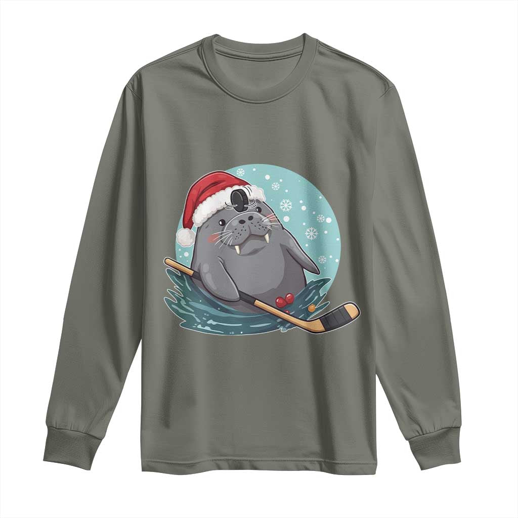 Snowy Seal Ice Hockey Lover Long Sleeve Shirt Funny Christmas Gift - Wonder Print Shop