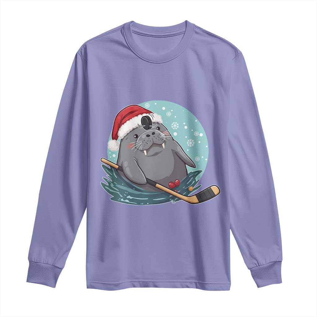 Snowy Seal Ice Hockey Lover Long Sleeve Shirt Funny Christmas Gift - Wonder Print Shop