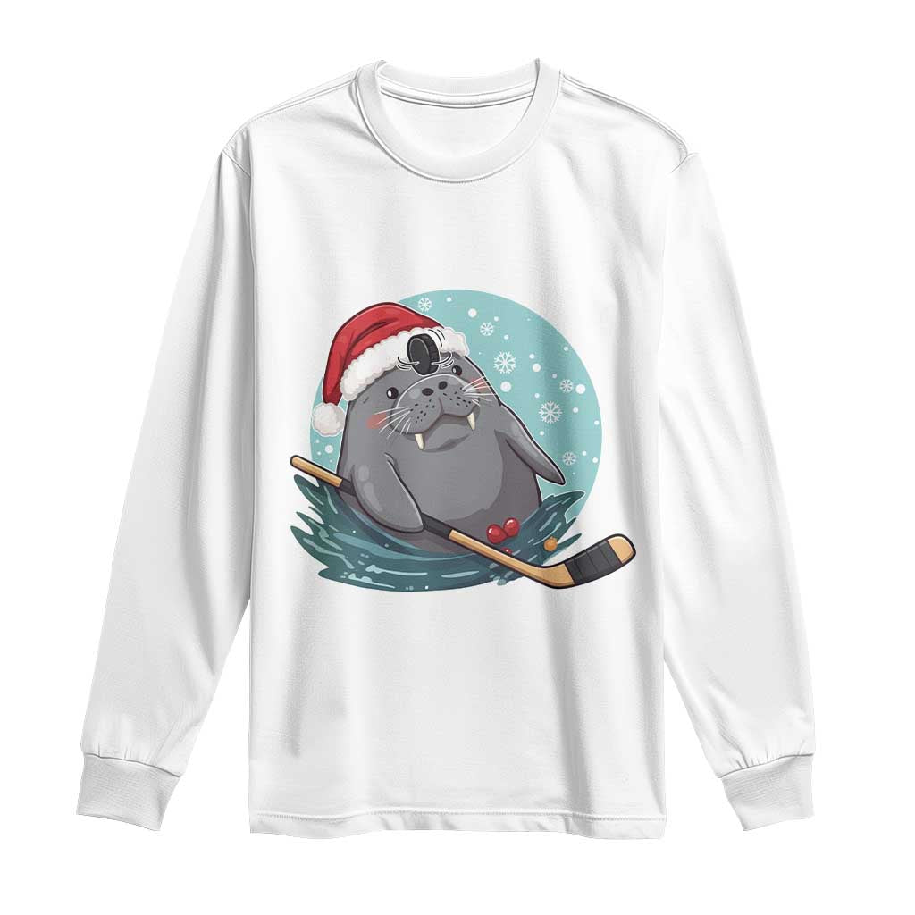 Snowy Seal Ice Hockey Lover Long Sleeve Shirt Funny Christmas Gift - Wonder Print Shop