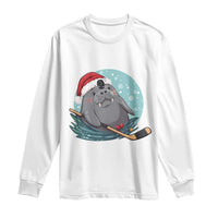 Snowy Seal Ice Hockey Lover Long Sleeve Shirt Funny Christmas Gift - Wonder Print Shop