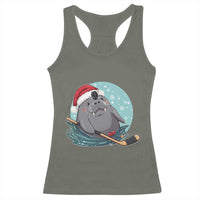 Snowy Seal Ice Hockey Lover Racerback Tank Top Funny Christmas Gift - Wonder Print Shop