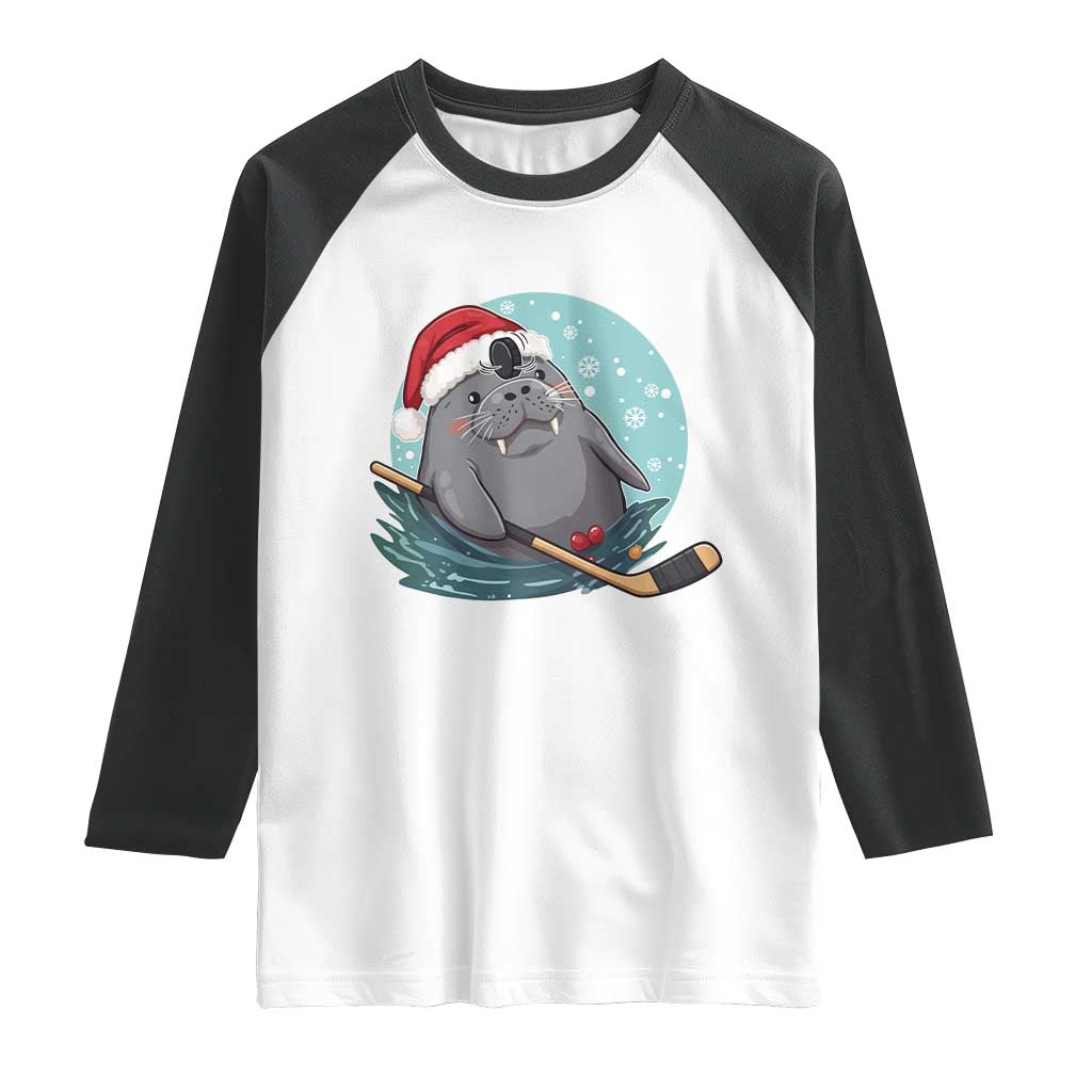 Snowy Seal Ice Hockey Lover Raglan Shirt Funny Christmas Gift - Wonder Print Shop