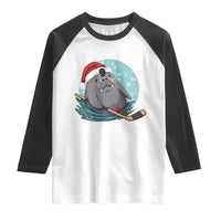 Snowy Seal Ice Hockey Lover Raglan Shirt Funny Christmas Gift - Wonder Print Shop
