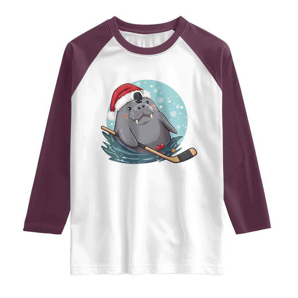 Snowy Seal Ice Hockey Lover Raglan Shirt Funny Christmas Gift - Wonder Print Shop