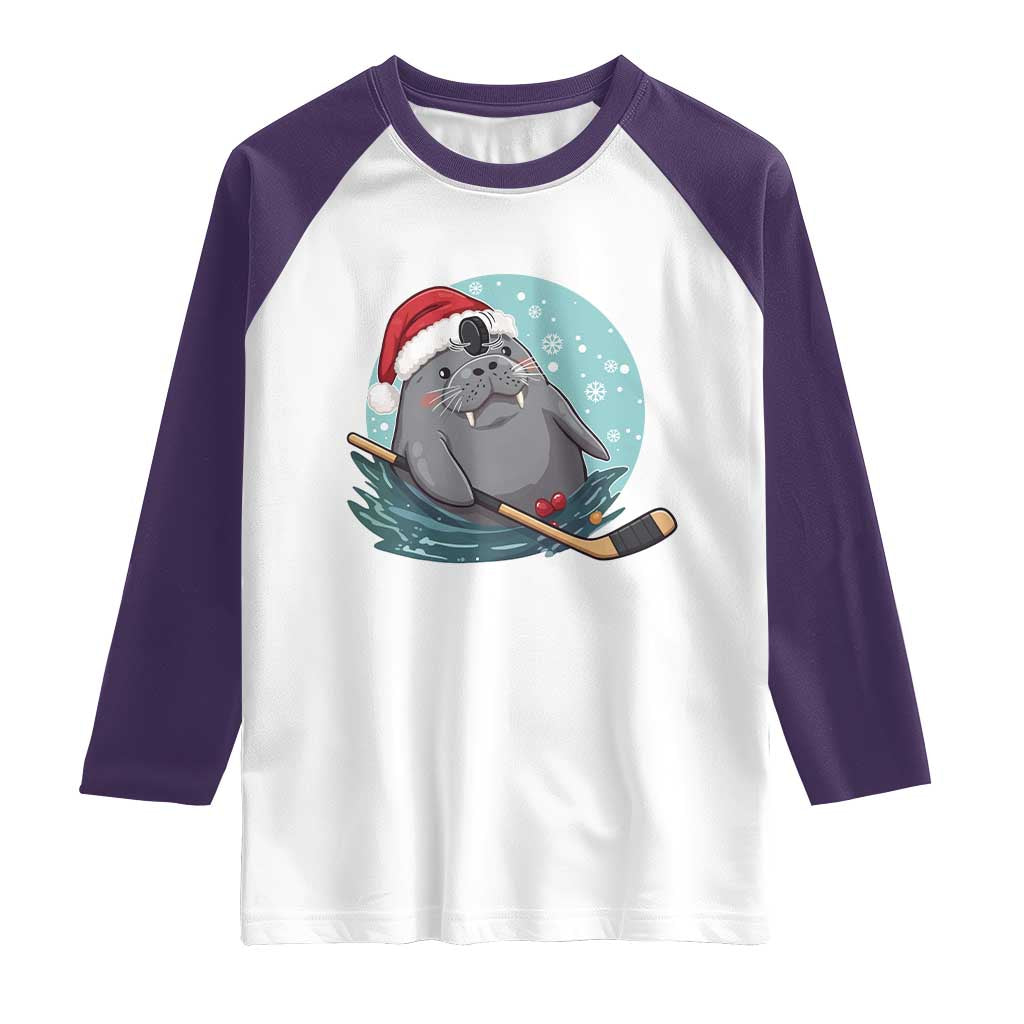 Snowy Seal Ice Hockey Lover Raglan Shirt Funny Christmas Gift - Wonder Print Shop