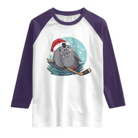 Snowy Seal Ice Hockey Lover Raglan Shirt Funny Christmas Gift - Wonder Print Shop