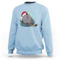 Snowy Seal Ice Hockey Lover Sweatshirt Funny Christmas Gift - Wonder Print Shop