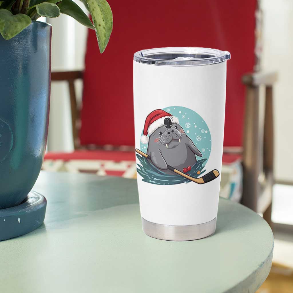 Snowy Seal Ice Hockey Lover Tumbler Cup Funny Christmas Gift - Wonder Print Shop