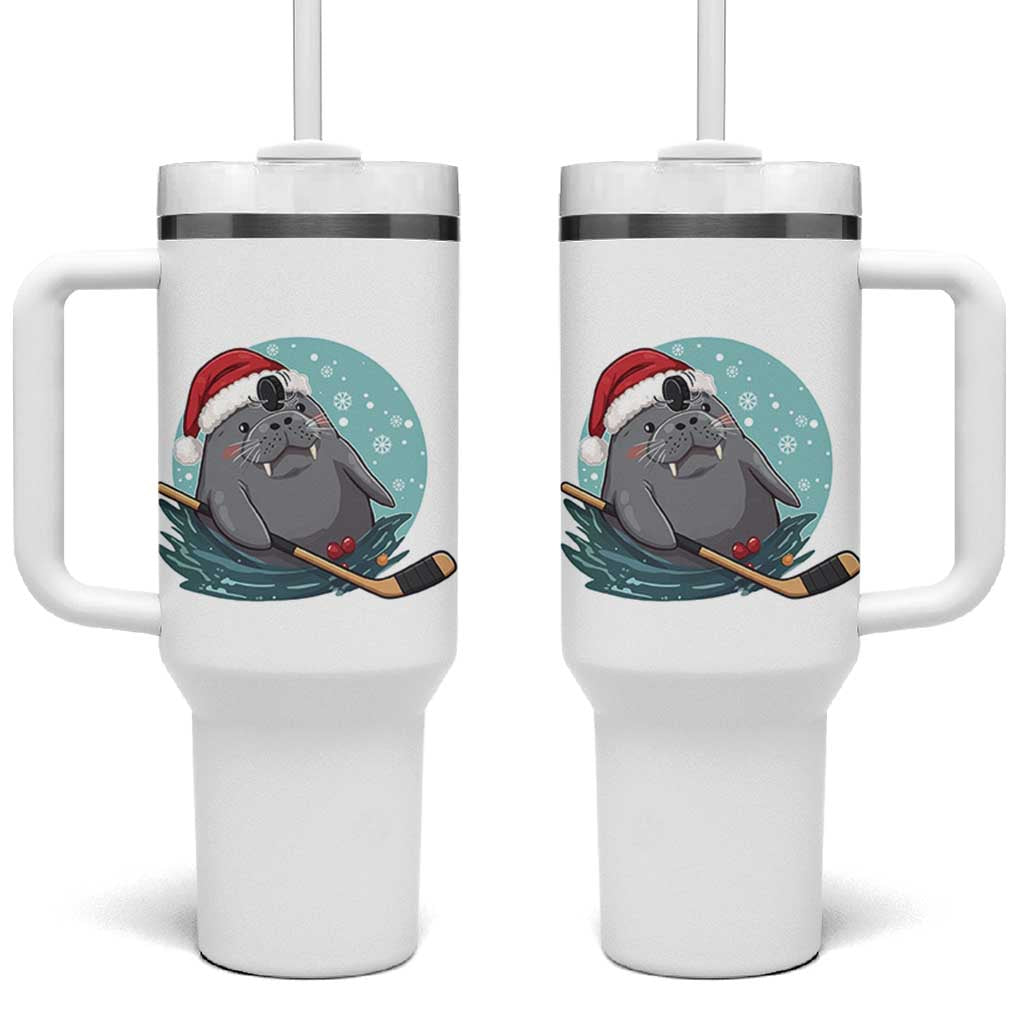 Snowy Seal Ice Hockey Lover Tumbler With Handle Funny Christmas Gift - Wonder Print Shop