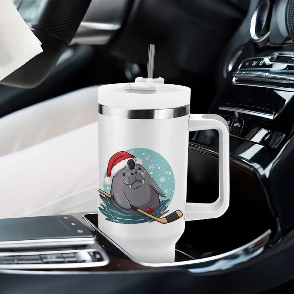 Snowy Seal Ice Hockey Lover Tumbler With Handle Funny Christmas Gift - Wonder Print Shop