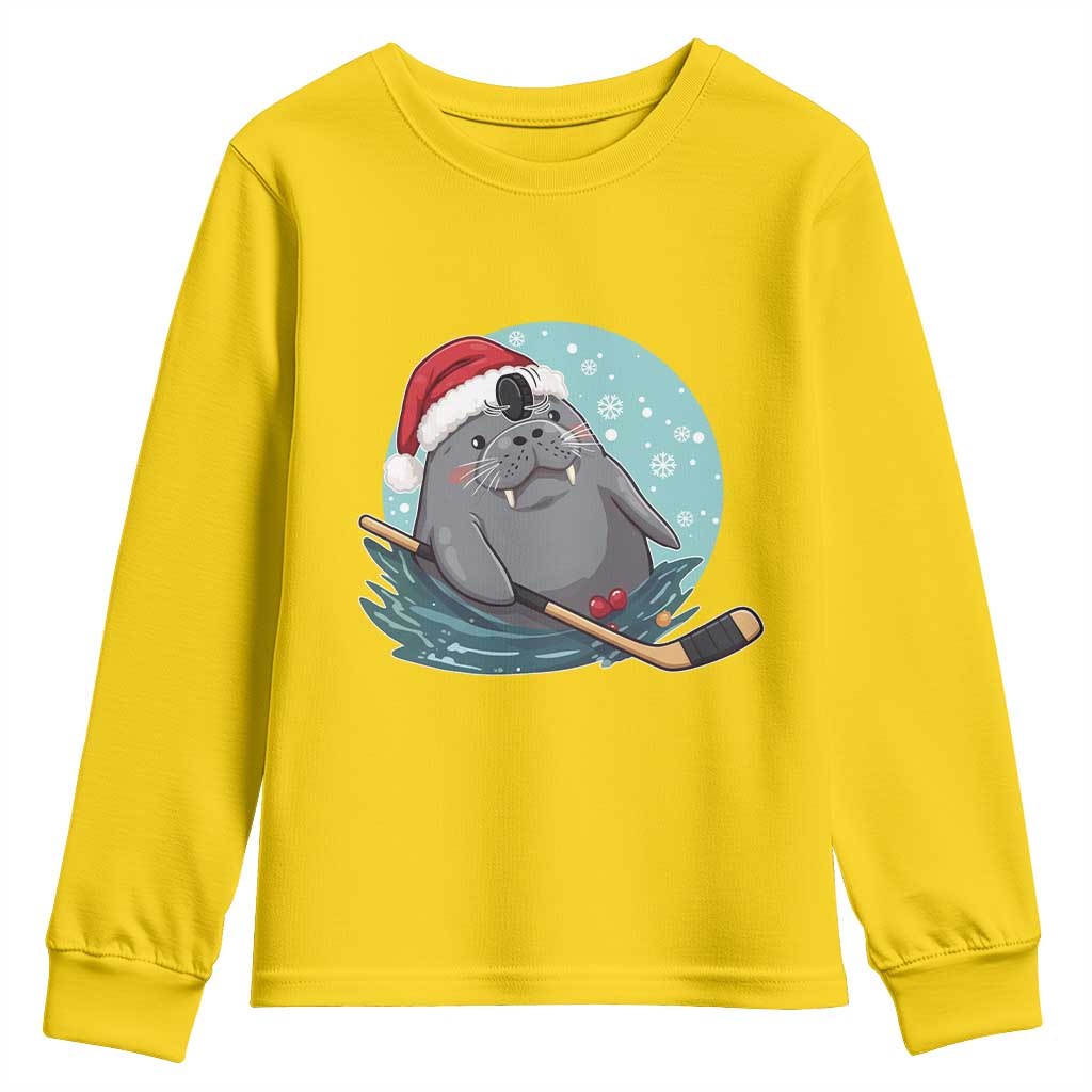 Snowy Seal Ice Hockey Lover Youth Sweatshirt Funny Christmas Gift - Wonder Print Shop