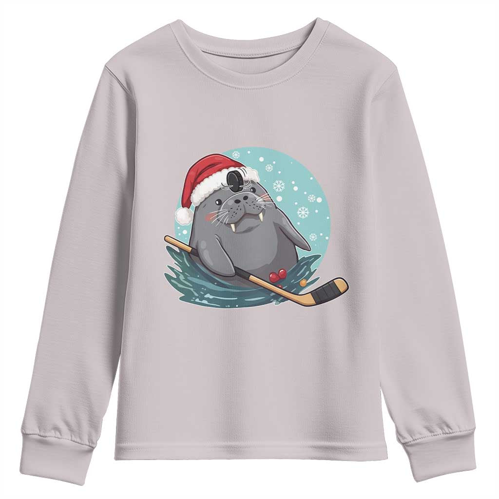 Snowy Seal Ice Hockey Lover Youth Sweatshirt Funny Christmas Gift - Wonder Print Shop
