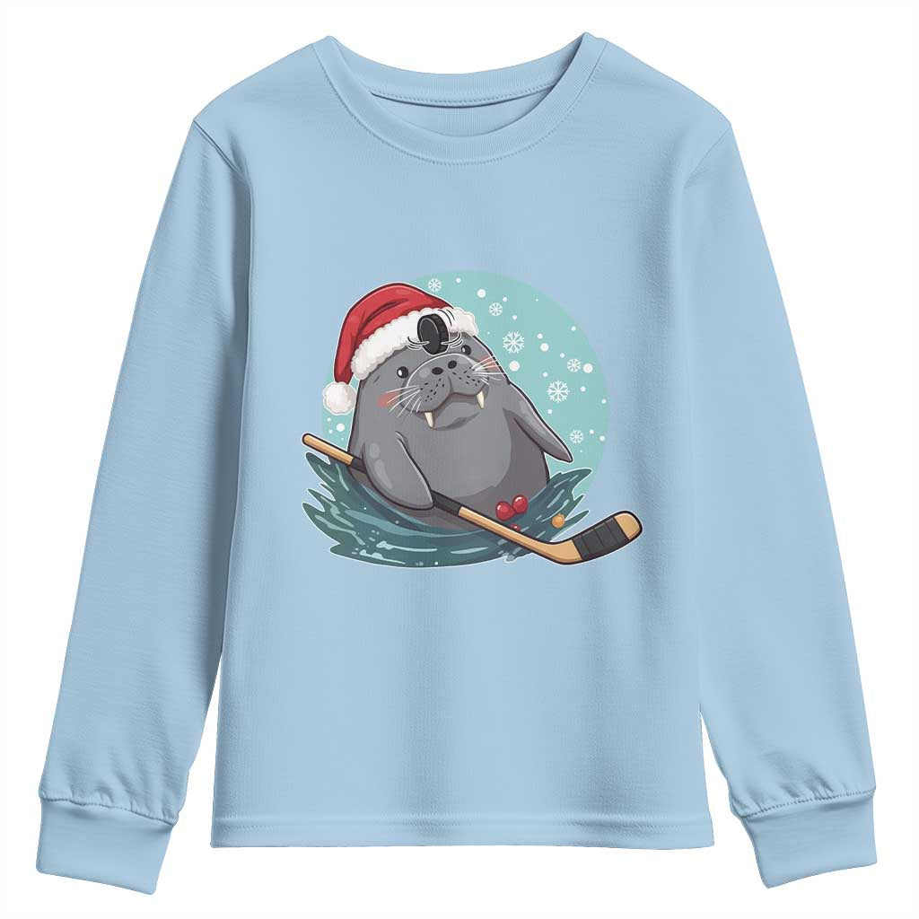 Snowy Seal Ice Hockey Lover Youth Sweatshirt Funny Christmas Gift - Wonder Print Shop