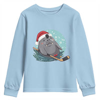 Snowy Seal Ice Hockey Lover Youth Sweatshirt Funny Christmas Gift - Wonder Print Shop