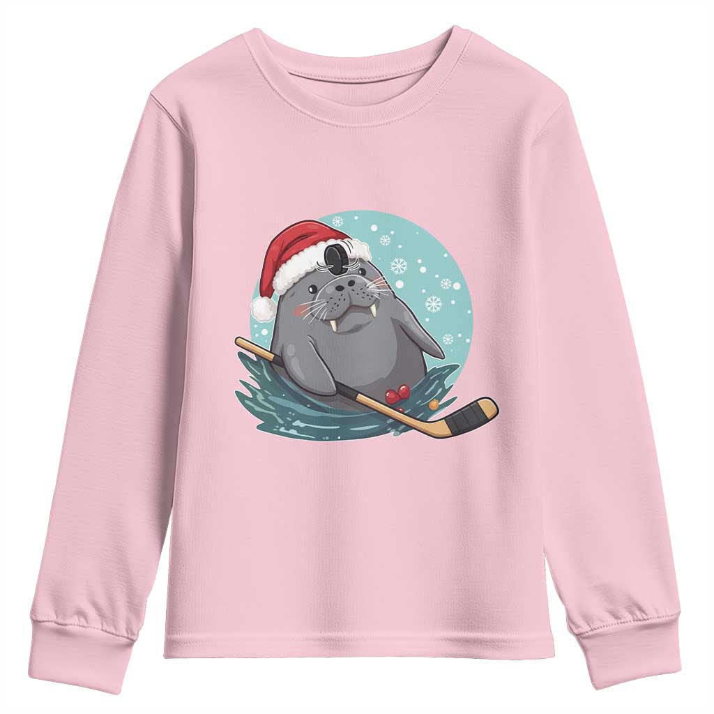 Snowy Seal Ice Hockey Lover Youth Sweatshirt Funny Christmas Gift - Wonder Print Shop