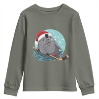 Snowy Seal Ice Hockey Lover Youth Sweatshirt Funny Christmas Gift - Wonder Print Shop