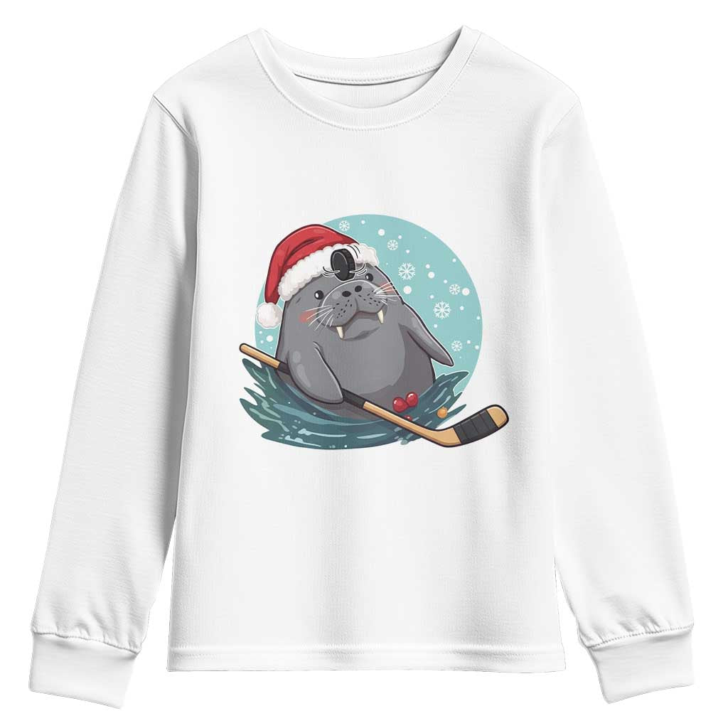 Snowy Seal Ice Hockey Lover Youth Sweatshirt Funny Christmas Gift - Wonder Print Shop