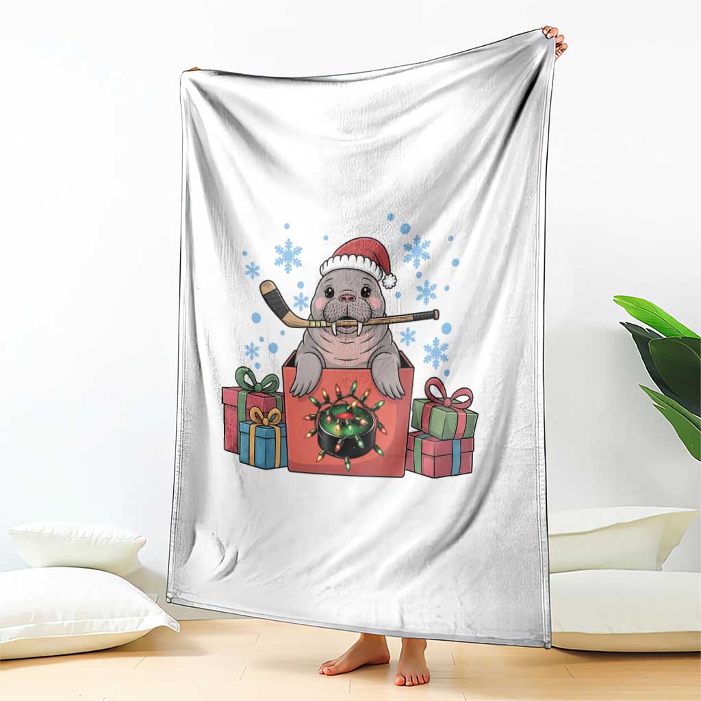 Santa Seal Playing Ice Hockey Throw Blanket Funny Christmas Gift - Wonder Print Shop
