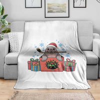 Santa Seal Playing Ice Hockey Throw Blanket Funny Christmas Gift - Wonder Print Shop