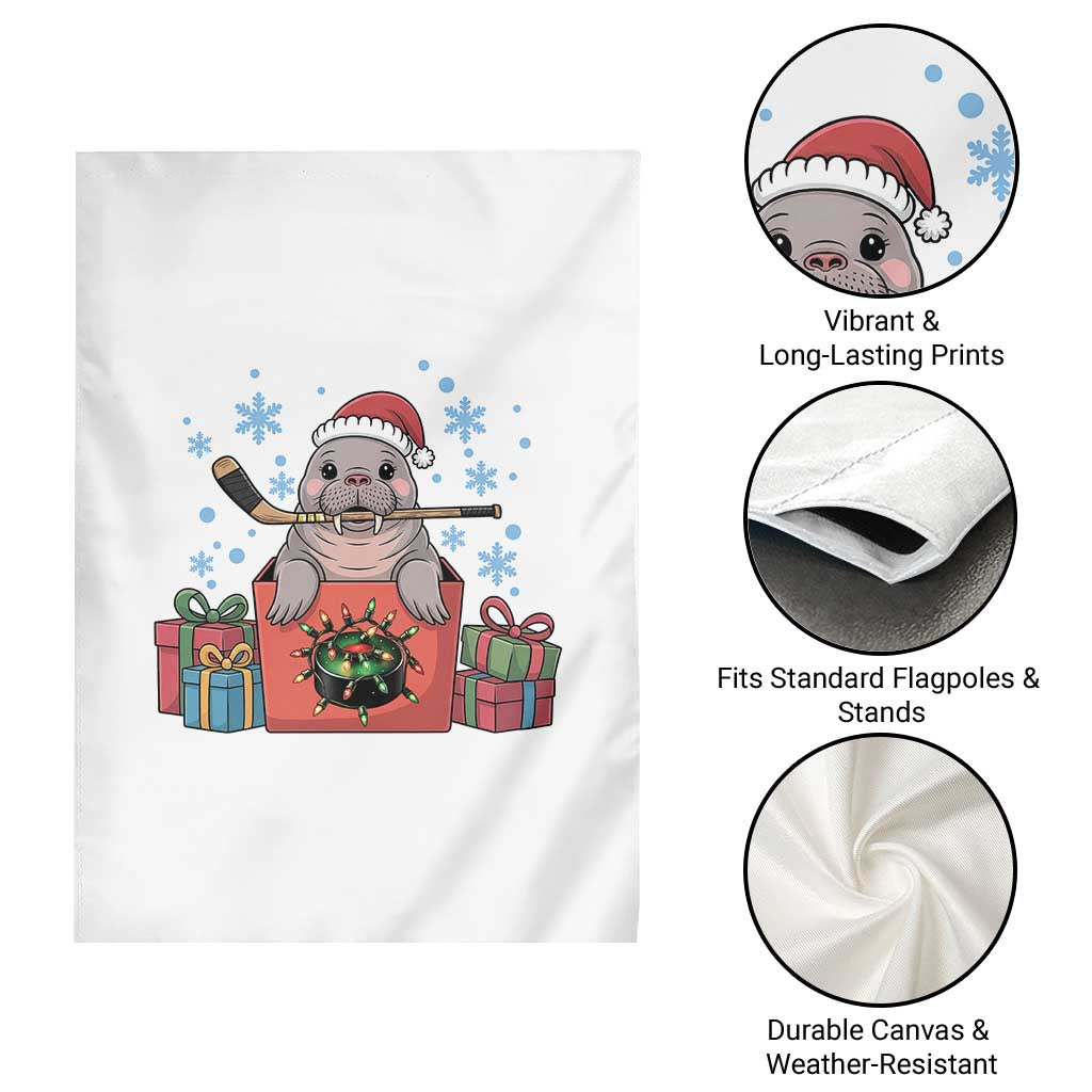 Santa Seal Playing Ice Hockey Garden Flag Funny Christmas Gift - Wonder Print Shop