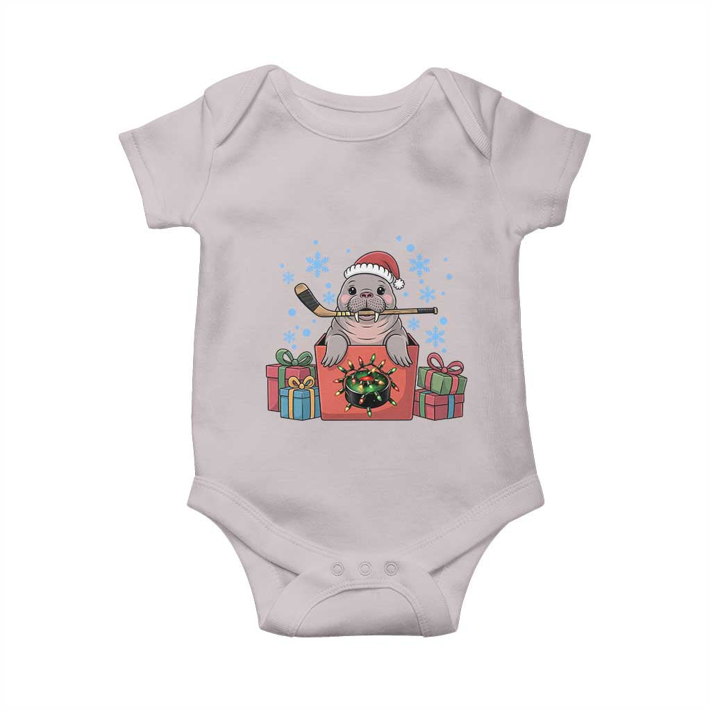 Santa Seal Playing Ice Hockey Baby Onesie Funny Christmas Gift - Wonder Print Shop