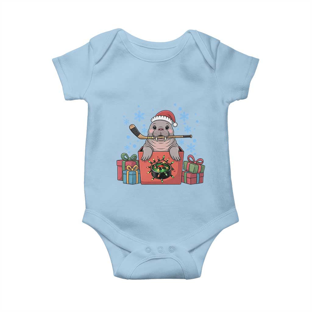 Santa Seal Playing Ice Hockey Baby Onesie Funny Christmas Gift - Wonder Print Shop