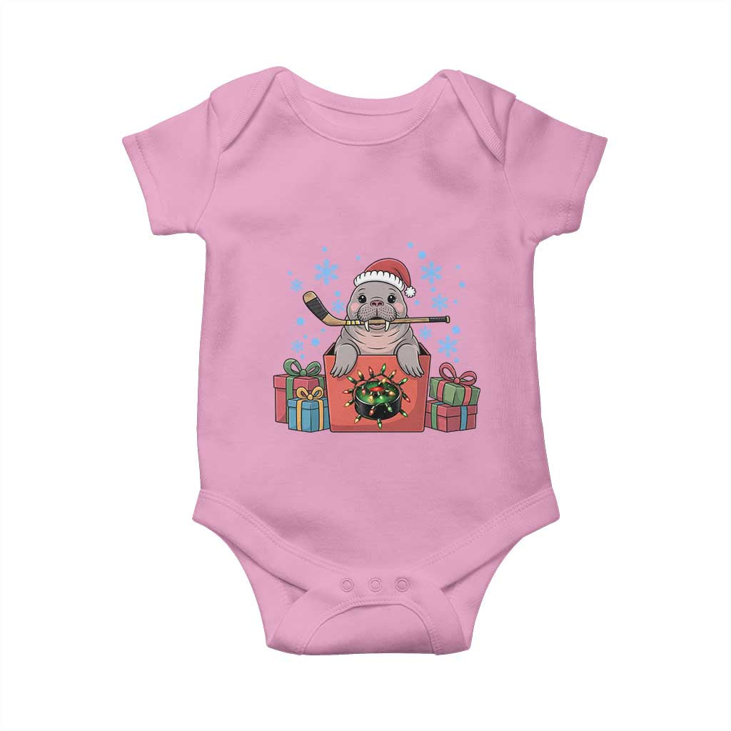 Santa Seal Playing Ice Hockey Baby Onesie Funny Christmas Gift - Wonder Print Shop
