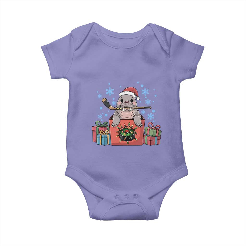 Santa Seal Playing Ice Hockey Baby Onesie Funny Christmas Gift - Wonder Print Shop