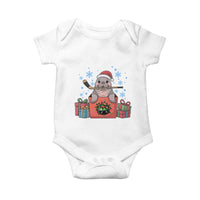 Santa Seal Playing Ice Hockey Baby Onesie Funny Christmas Gift - Wonder Print Shop