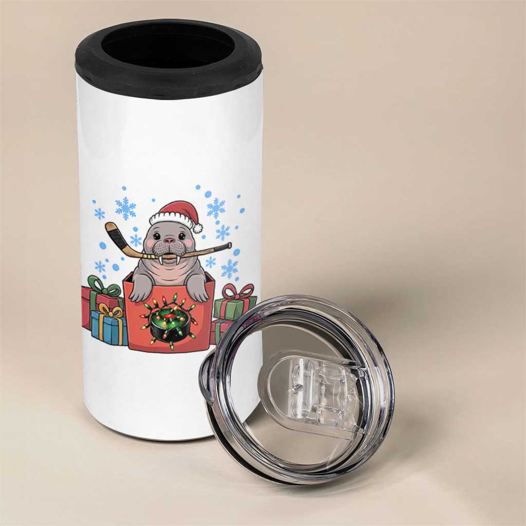 Santa Seal Playing Ice Hockey 4 in 1 Can Cooler Tumbler Funny Christmas Gift - Wonder Print Shop